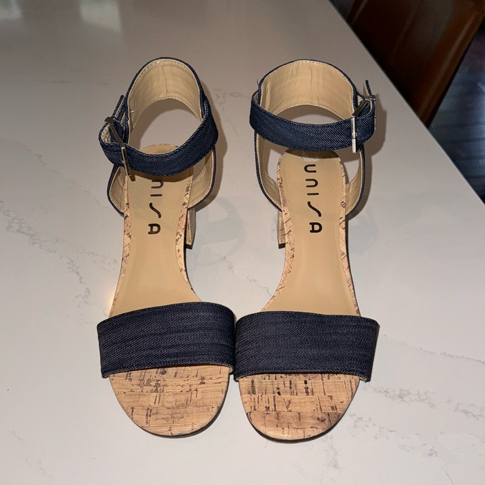 Unisa denim sandal with block heel